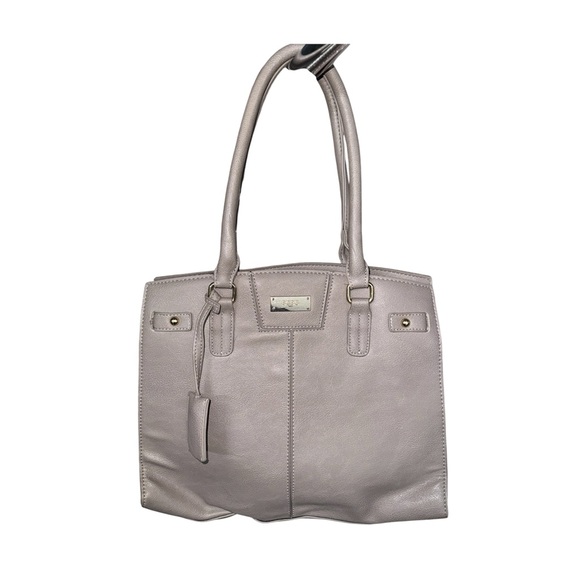 BCBG Handbags - BCBG Light Gray Leather Shoulder Tote